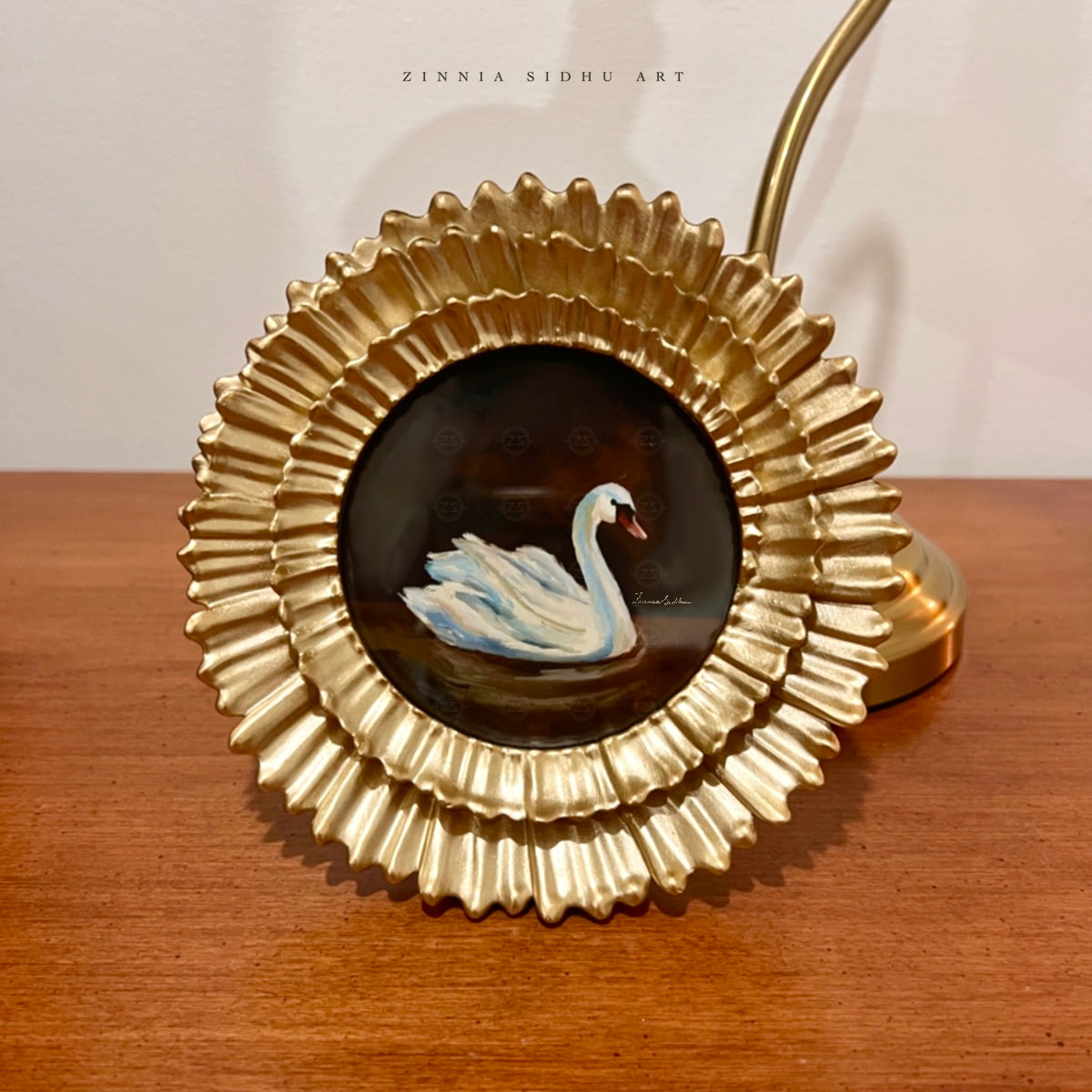 One Swan - Small Round Frame