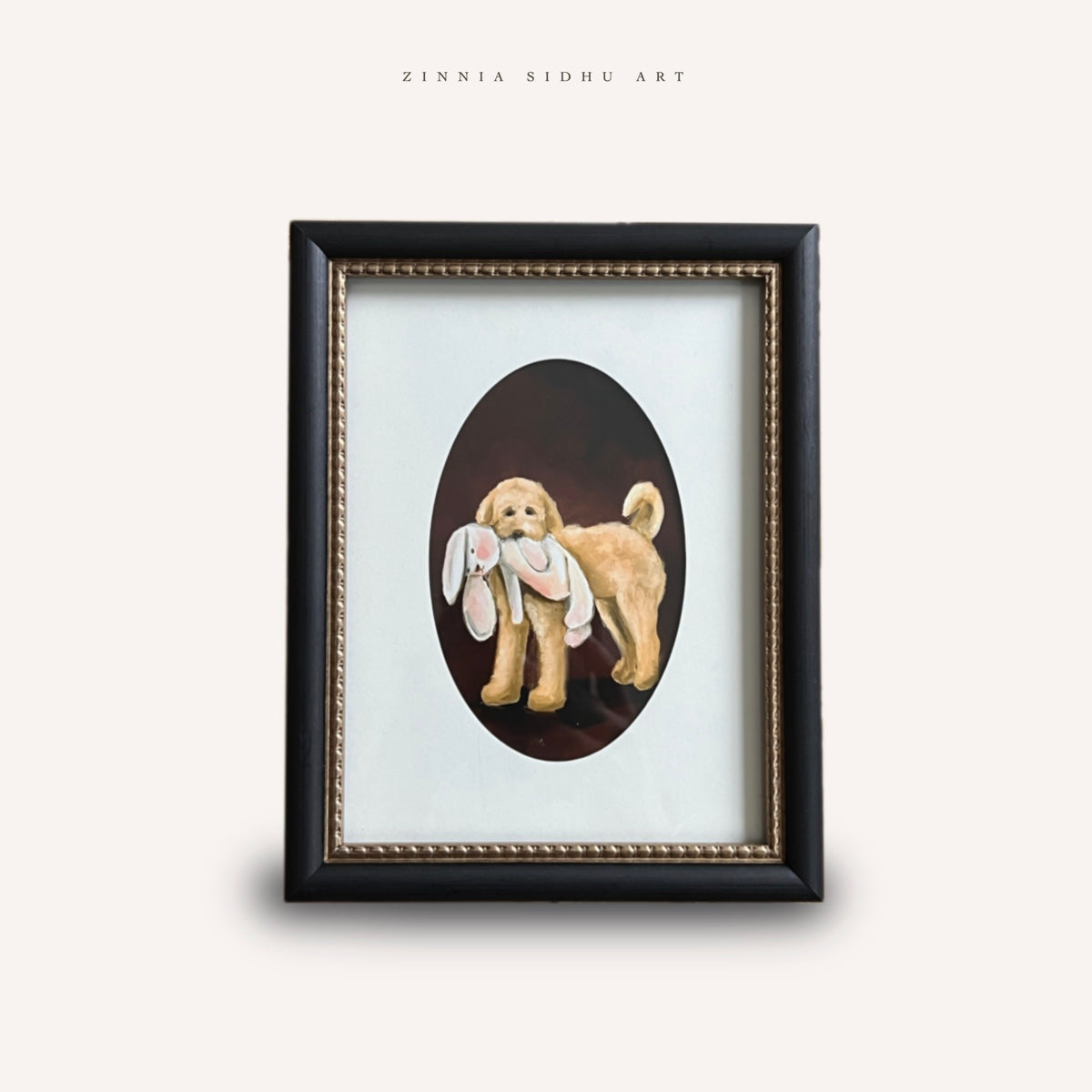 Dog and his Toy- Black/Golden Frame