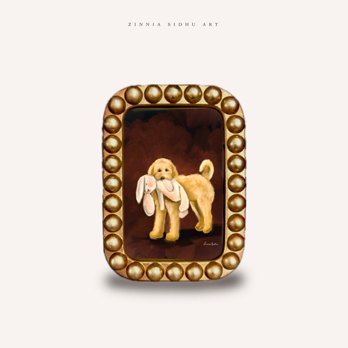 Dog and his Toy- Golden Frame