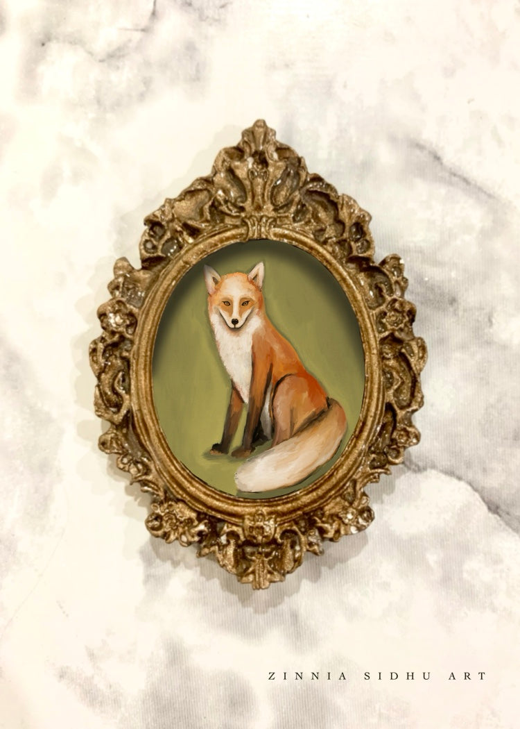 Fox Oval Mini Magnet