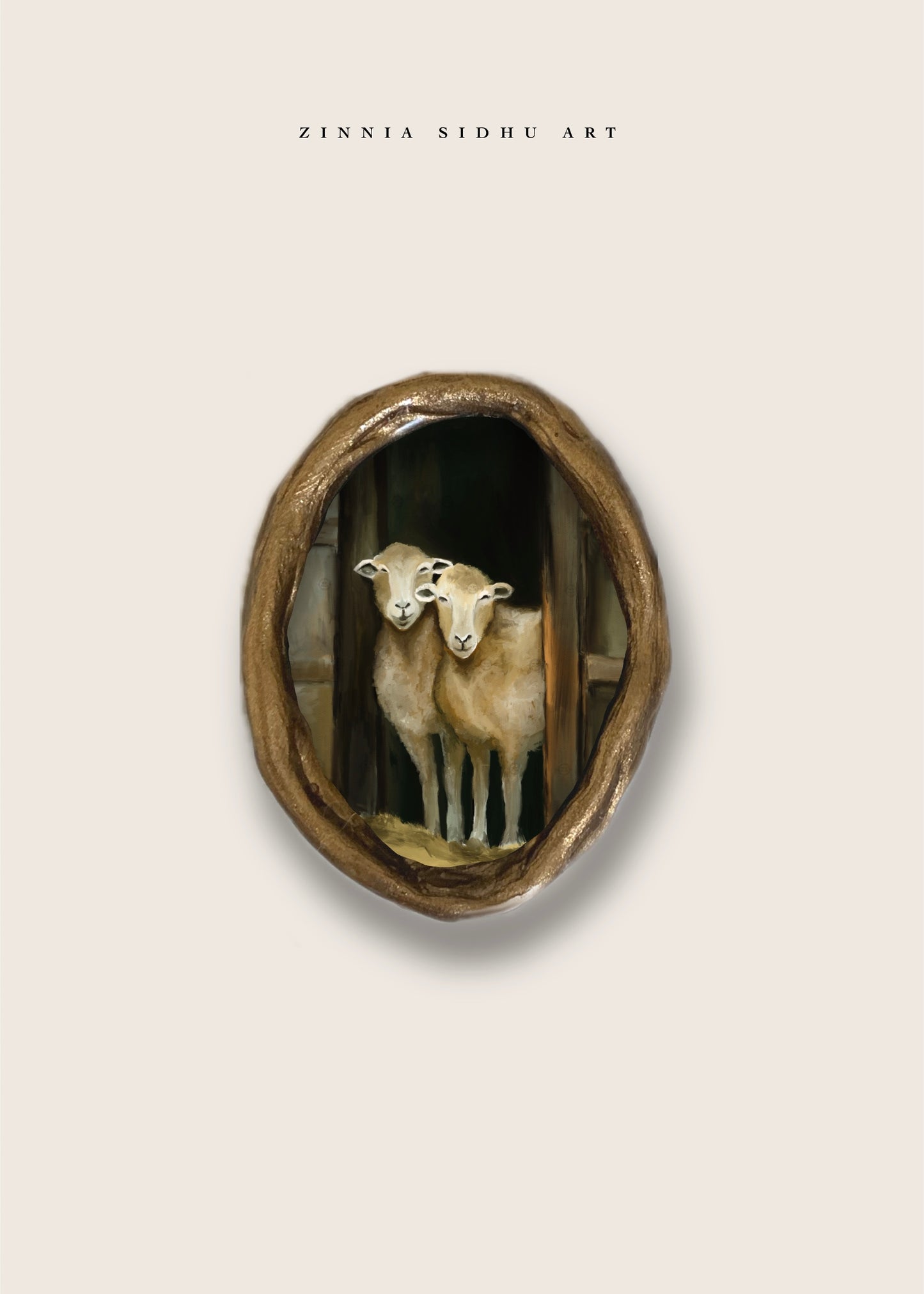Sheeps- Raw Oval Mini Magnet