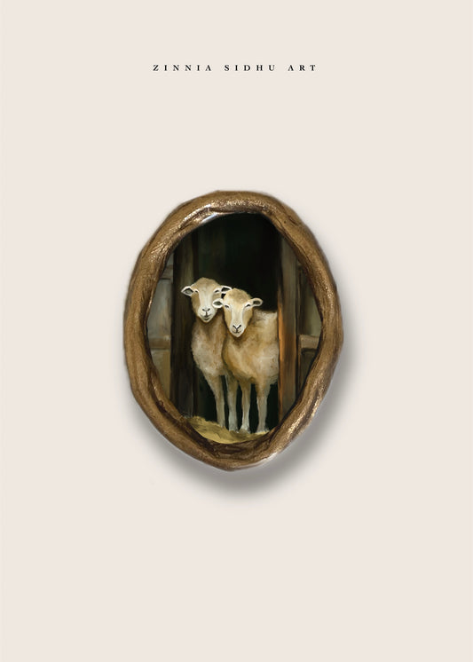 Sheeps- Raw Oval Mini Magnet