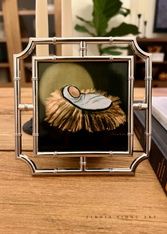 Born in a Manger - Silver Colored Frame