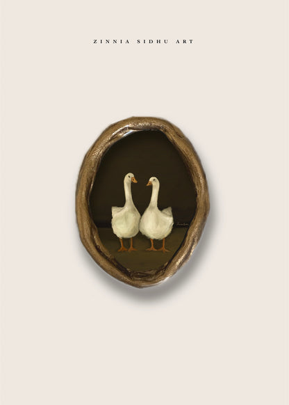 Swans - Raw Oval Mini Magnet
