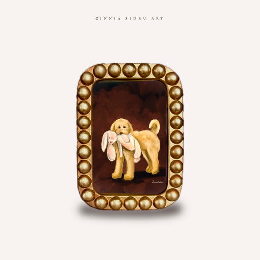 Dog and his Toy- Golden Frame
