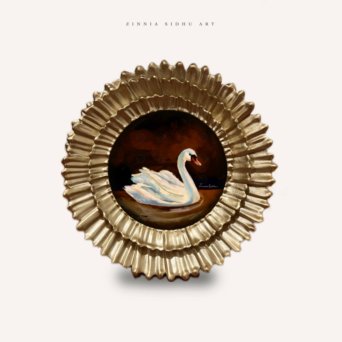 One Swan - Small Round Frame