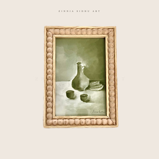 Green Pottery - Wooden Frame