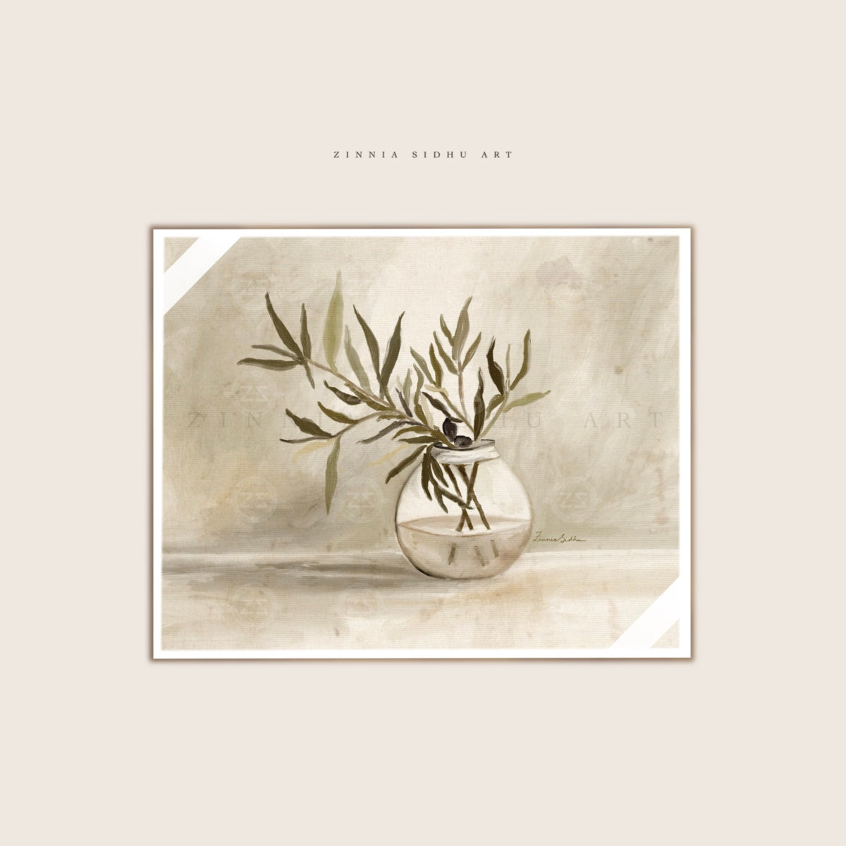 Olive Branch - Black Metal Frame