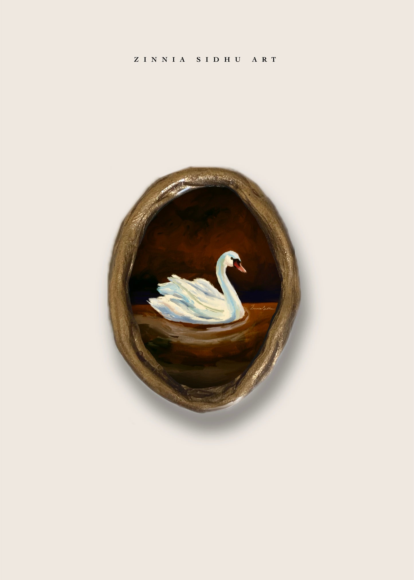 Swan- Rustic Mini Magnet