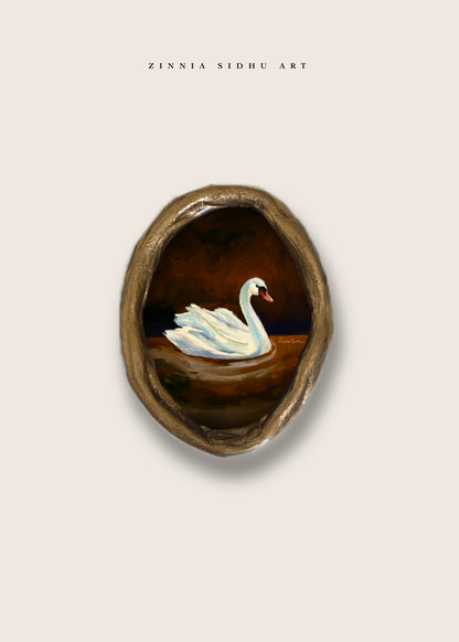 Swan- Rustic Mini Magnet