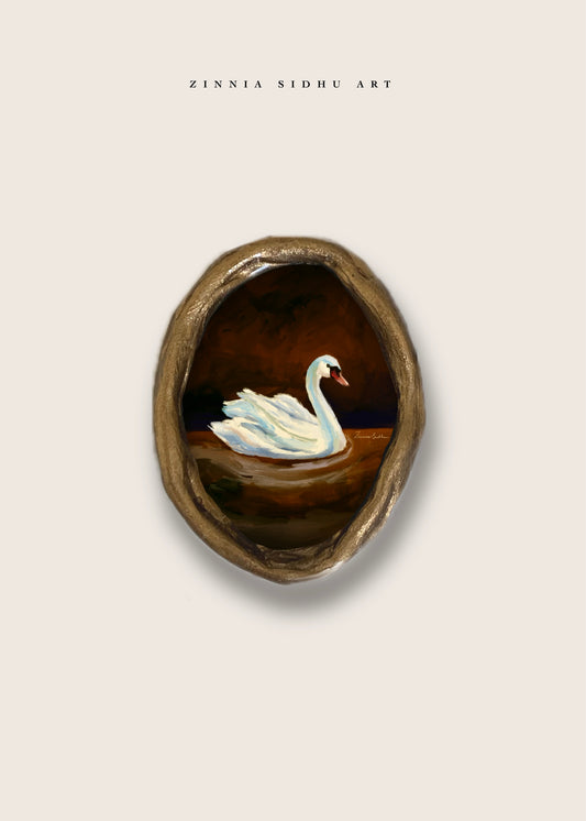 Swan- Rustic Mini Magnet