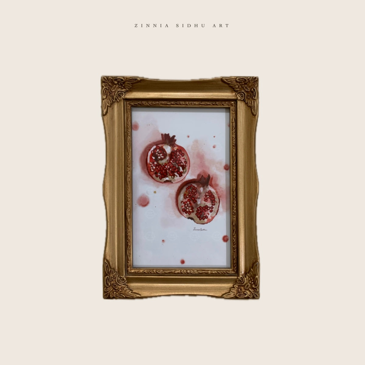 Pomegranate- Golden Frame