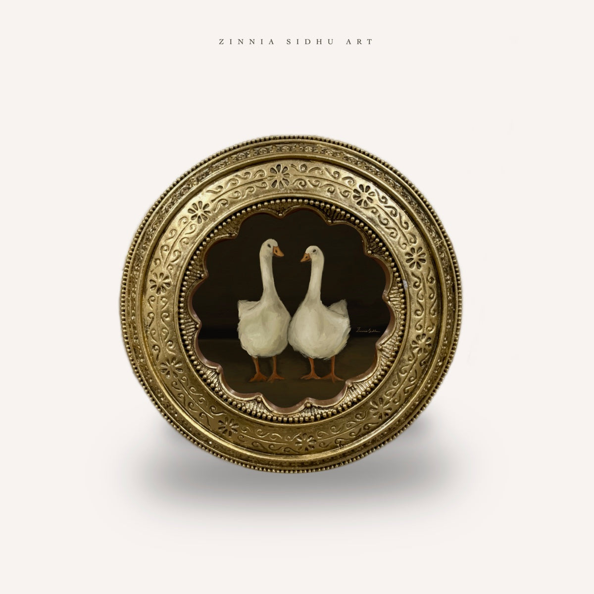Swans - Small Round Frame (Copy)