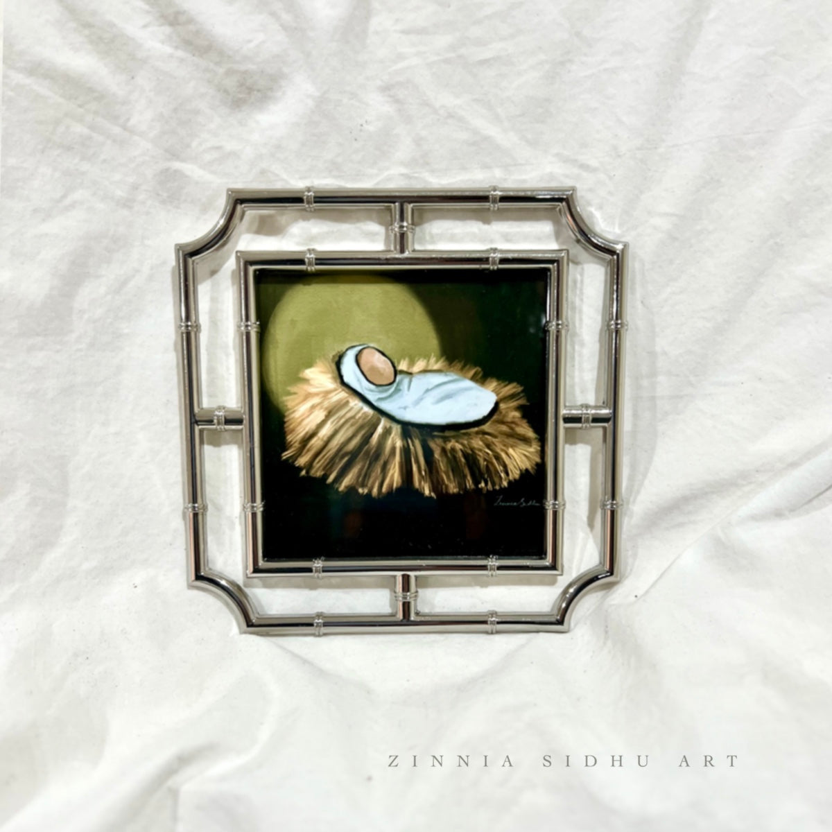 Born in a Manger - Silver Colored Frame