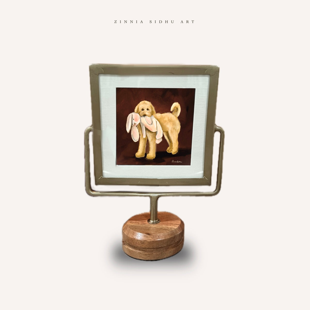Dog and his Toy - Brass pedestal frame