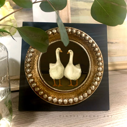 Swans - Black/Golden Frame