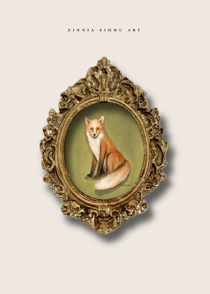 Fox Oval Mini Magnet