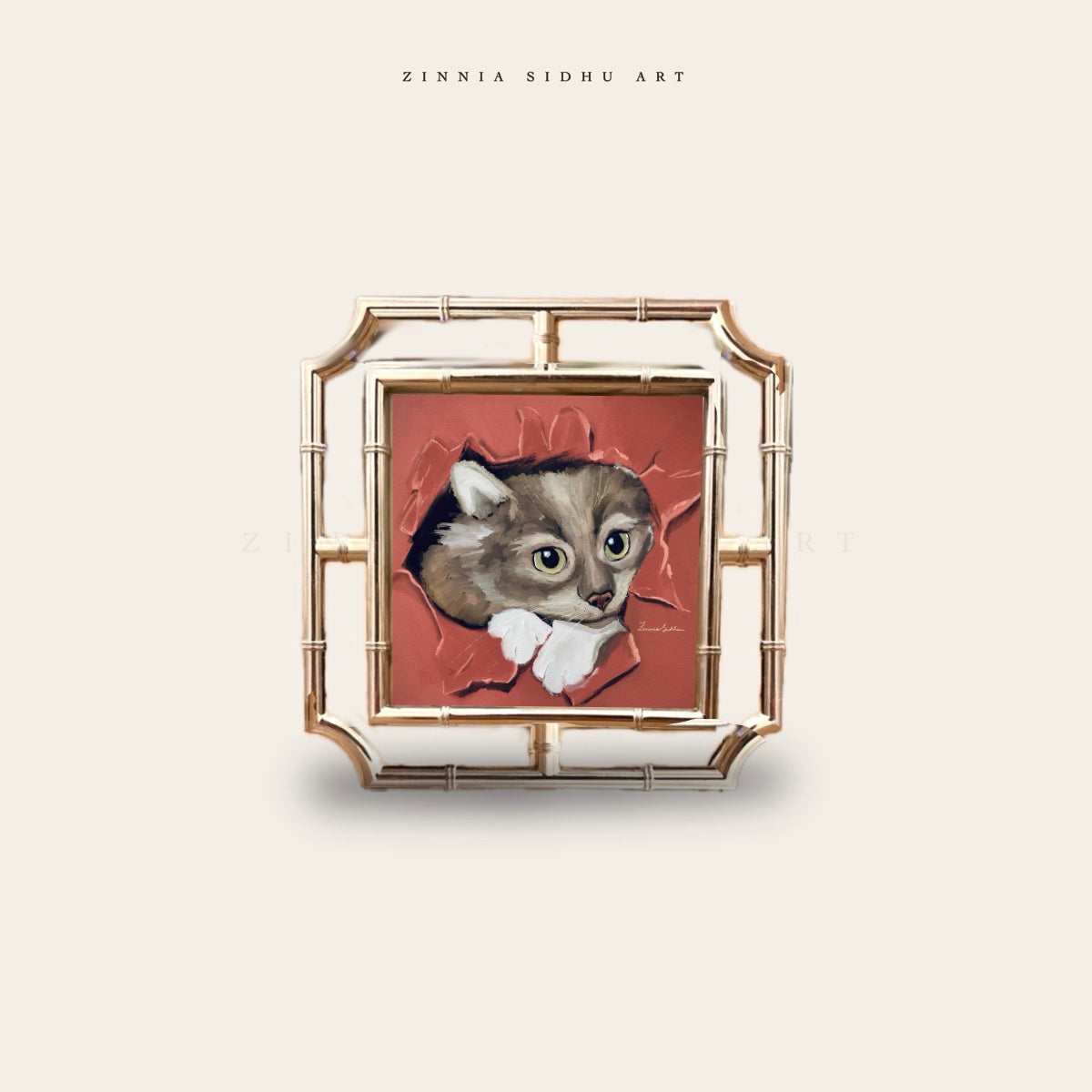 Cat - Silver Colored Frame